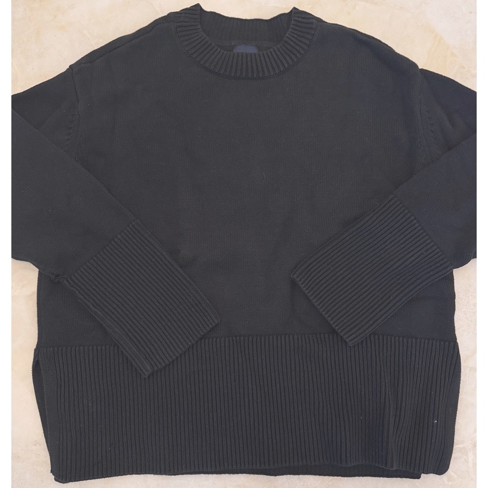 Gap 100% Cotton Ribbed Crewneck Oversized Sweater Side Slits W155
